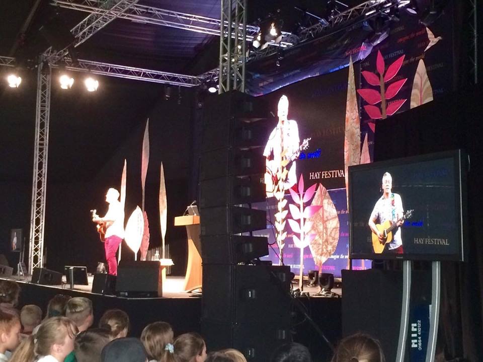John performing at the Hay Festival